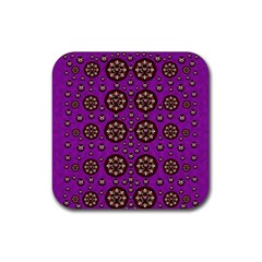 Hearts Of Metal And Flower Wreaths In Love Rubber Coaster (square)  by pepitasart