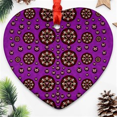 Hearts Of Metal And Flower Wreaths In Love Heart Ornament (two Sides) by pepitasart