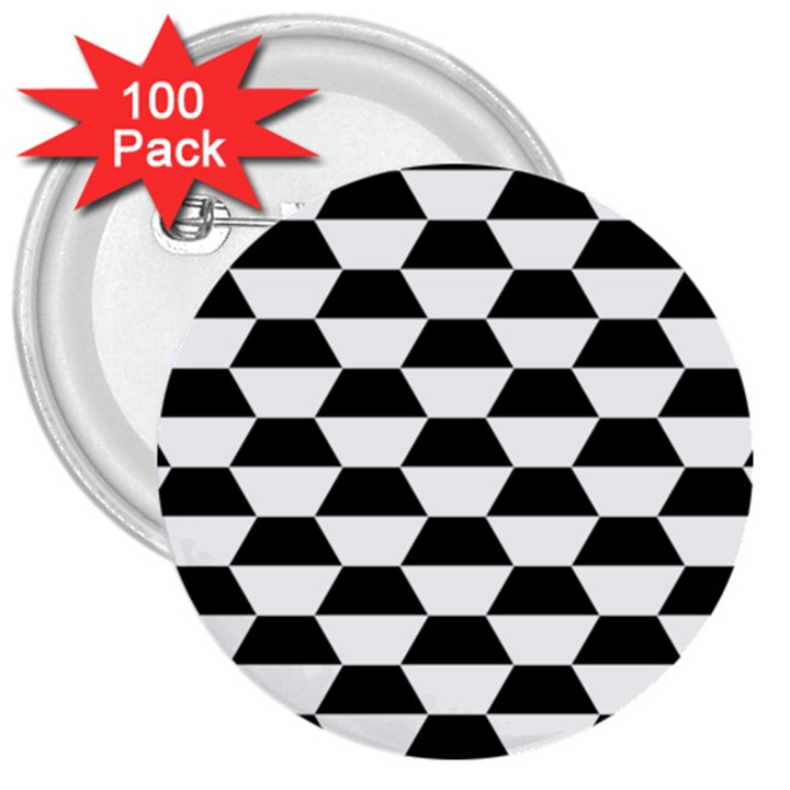 Hexagons Pattern Tessellation 3  Buttons (100 pack) 