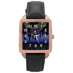 Speakers Music Sound Rose Gold Leather Watch  by HermanTelo