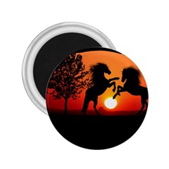 Sunset Horses Shadow 2 25  Magnets by Bajindul