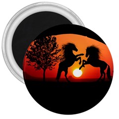 Sunset Horses Shadow 3  Magnets by Bajindul