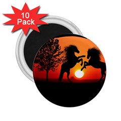 Sunset Horses Shadow 2 25  Magnets (10 Pack)  by Bajindul