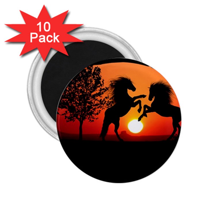 Sunset Horses Shadow 2.25  Magnets (10 pack) 