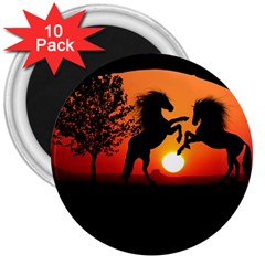 Sunset Horses Shadow 3  Magnets (10 Pack)  by Bajindul