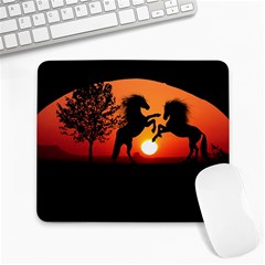 Sunset Horses Shadow Large Mousepads by Bajindul