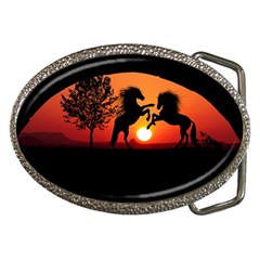 Sunset Horses Shadow Belt Buckles by Bajindul