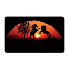 Sunset Horses Shadow Magnet (rectangular) by Bajindul