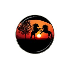 Sunset Horses Shadow Hat Clip Ball Marker