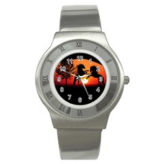 Sunset Horses Shadow Stainless Steel Watch