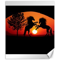 Sunset Horses Shadow Canvas 20  X 24 