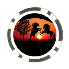 Sunset Horses Shadow Poker Chip Card Guard