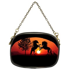 Sunset Horses Shadow Chain Purse (two Sides)