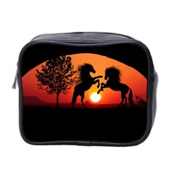 Sunset Horses Shadow Mini Toiletries Bag (two Sides)