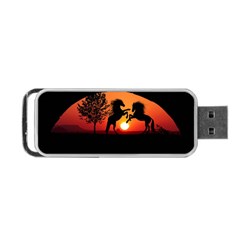 Sunset Horses Shadow Portable Usb Flash (two Sides) by Bajindul