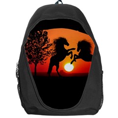 Sunset Horses Shadow Backpack Bag by Bajindul