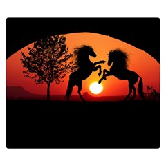 Sunset Horses Shadow Double Sided Flano Blanket (small)  by Bajindul