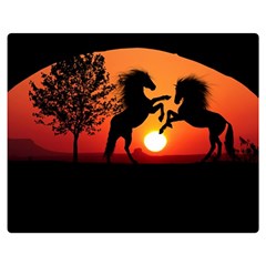 Sunset Horses Shadow Double Sided Flano Blanket (medium)  by Bajindul