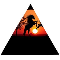 Sunset Horses Shadow Wooden Puzzle Triangle by Bajindul