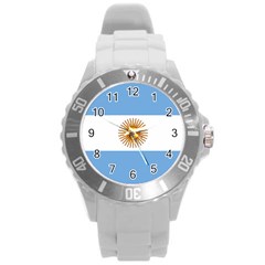 Argentina Flag Round Plastic Sport Watch (l) by FlagGallery