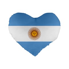 Argentina Flag Standard 16  Premium Flano Heart Shape Cushions by FlagGallery