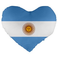 Argentina Flag Large 19  Premium Flano Heart Shape Cushions by FlagGallery