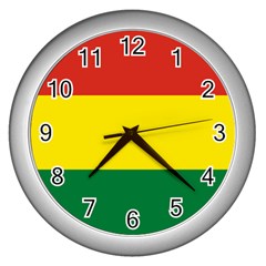 Bolivia Flag Wall Clock (silver) by FlagGallery