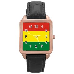 Bolivia Flag Rose Gold Leather Watch  by FlagGallery