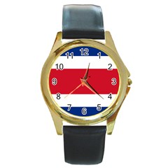 Costa Rica Flag Round Gold Metal Watch by FlagGallery