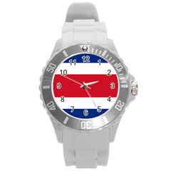 Costa Rica Flag Round Plastic Sport Watch (l) by FlagGallery