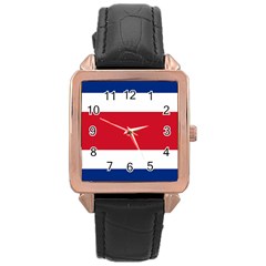 Costa Rica Flag Rose Gold Leather Watch  by FlagGallery