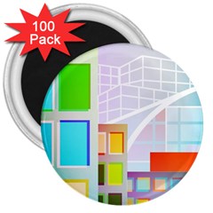 City Modern Business Skyscrapers 3  Magnets (100 Pack) by Pakrebo