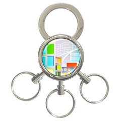 City Modern Business Skyscrapers 3-ring Key Chain by Pakrebo