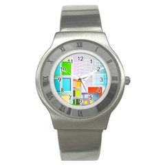 City Modern Business Skyscrapers Stainless Steel Watch by Pakrebo