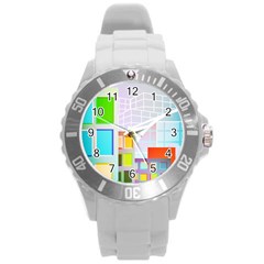 City Modern Business Skyscrapers Round Plastic Sport Watch (l) by Pakrebo