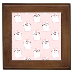 Pattern Pink Cute Sweet Fur Cats Framed Tile by Pakrebo