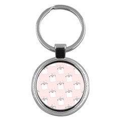 Pattern Pink Cute Sweet Fur Cats Key Chain (round) by Pakrebo