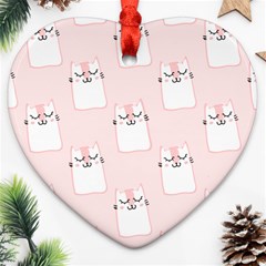 Pattern Pink Cute Sweet Fur Cats Heart Ornament (two Sides)