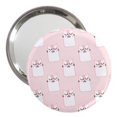 Pattern Pink Cute Sweet Fur Cats 3  Handbag Mirrors by Pakrebo