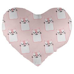 Pattern Pink Cute Sweet Fur Cats Large 19  Premium Heart Shape Cushions