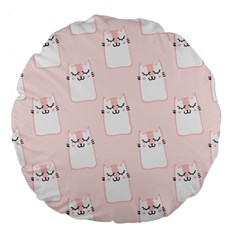 Pattern Pink Cute Sweet Fur Cats Large 18  Premium Flano Round Cushions by Pakrebo