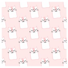 Pattern Pink Cute Sweet Fur Cats Wooden Puzzle Square