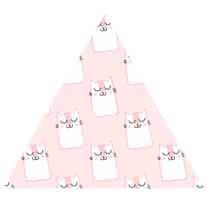 Pattern Pink Cute Sweet Fur Cats Wooden Puzzle Triangle