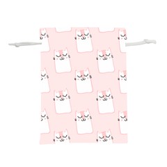 Pattern Pink Cute Sweet Fur Cats Lightweight Drawstring Pouch (l)