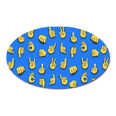 Emojis Hands Fingers Background Oval Magnet