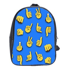 Emojis Hands Fingers Background School Bag (Large)