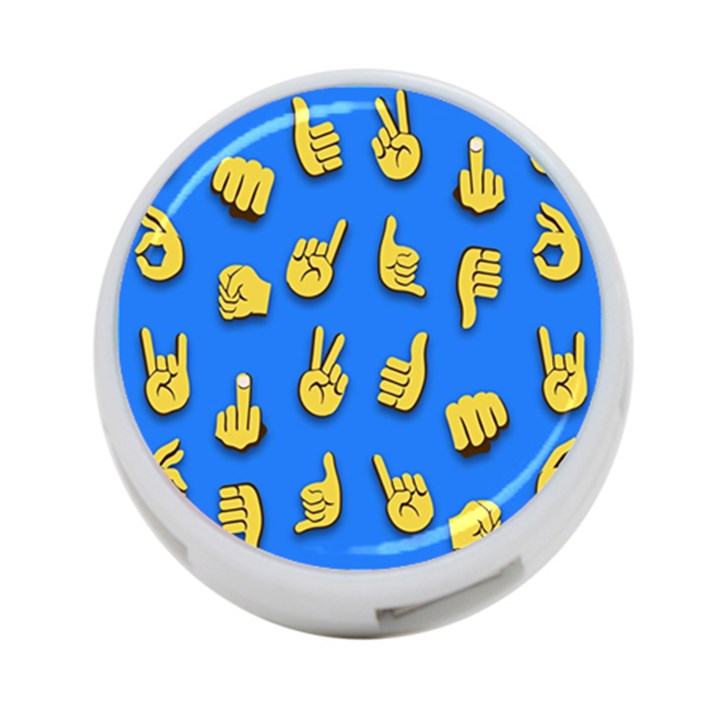 Emojis Hands Fingers Background 4-Port USB Hub (One Side)