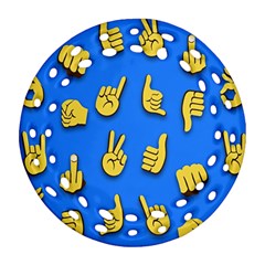 Emojis Hands Fingers Background Ornament (Round Filigree)