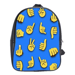 Emojis Hands Fingers Background School Bag (XL)