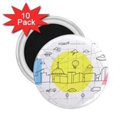 Urban City Skyline Sketch 2 25  Magnets (10 Pack)  by Pakrebo